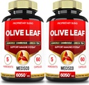 5in1 Oliivilehe ekstrakt 4 kuud 6050mg gartsiinia cambogia, roheline tee, roheline kohv ja must pipar - südame-veresoonkonna tervis, heaolu ja immuunsuse tugi - 2 pakendit 60 kapslit