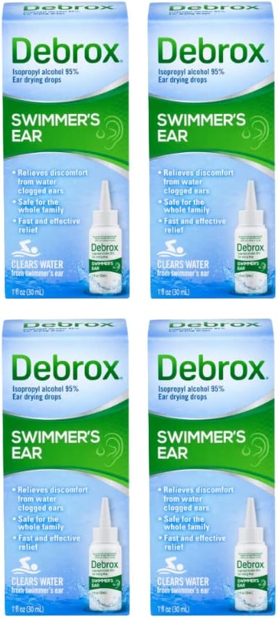 Debrox Swimmer's Ear Drying Drops täiskasvanutele ja lastele 1 Fl oz. (Pack of 4)