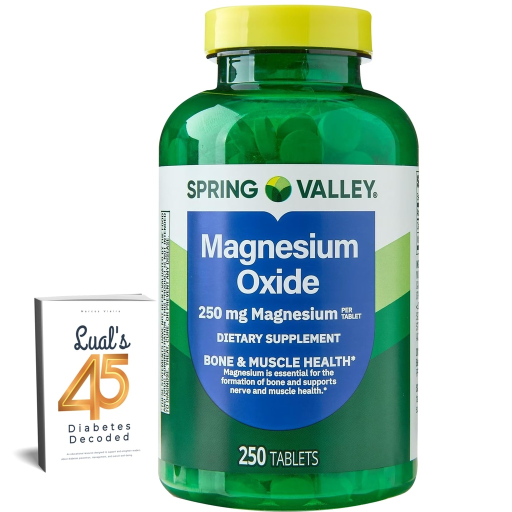 Spring Valley Magnesium 250mg 250 krahv, luude ja lihaste tervis, parim magneesiumi lisand naistele, toidulisandikomplekt Luali 45 diabeediga dekodeeritud