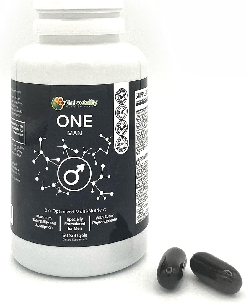 ONE Man Bio-Optimized Multi-Nutrient by Thrivetality | Meeste Multivitamiinid | # 1 Arst Formuleeritud | Kliiniliselt tõestatud | Max Tolerantsus & Absorption | Super Antioksüdant Fütonutrients