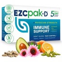 EZC Pak 5-päevane Immuunsüsteemi tugevdaja koos Echinacea, C-vitamiini, tsingi ja D-vitamiiniga - täiskasvanutele mõeldud nõrgestatud immuunsuse tugisammas - toetab immuunsust, lihtsat reisisuurust