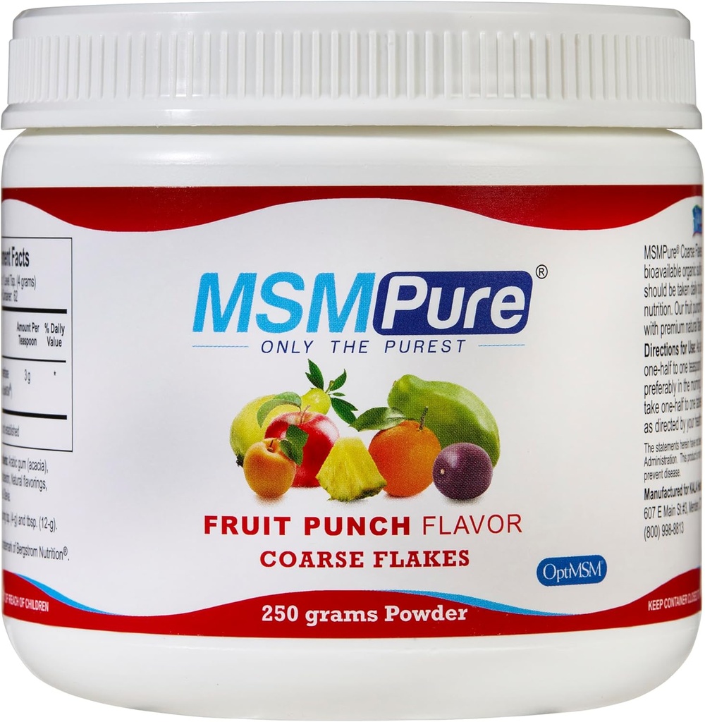 KALA TERVISHOIU MSMPure Fruit Punch Maitsestatud jämedad MSM pulbrihelbed - US-Made MSM liigeste tervise, naha välimuse ja juuste ja küünte toetamiseks - 8,8 oz, orgaaniline väävel