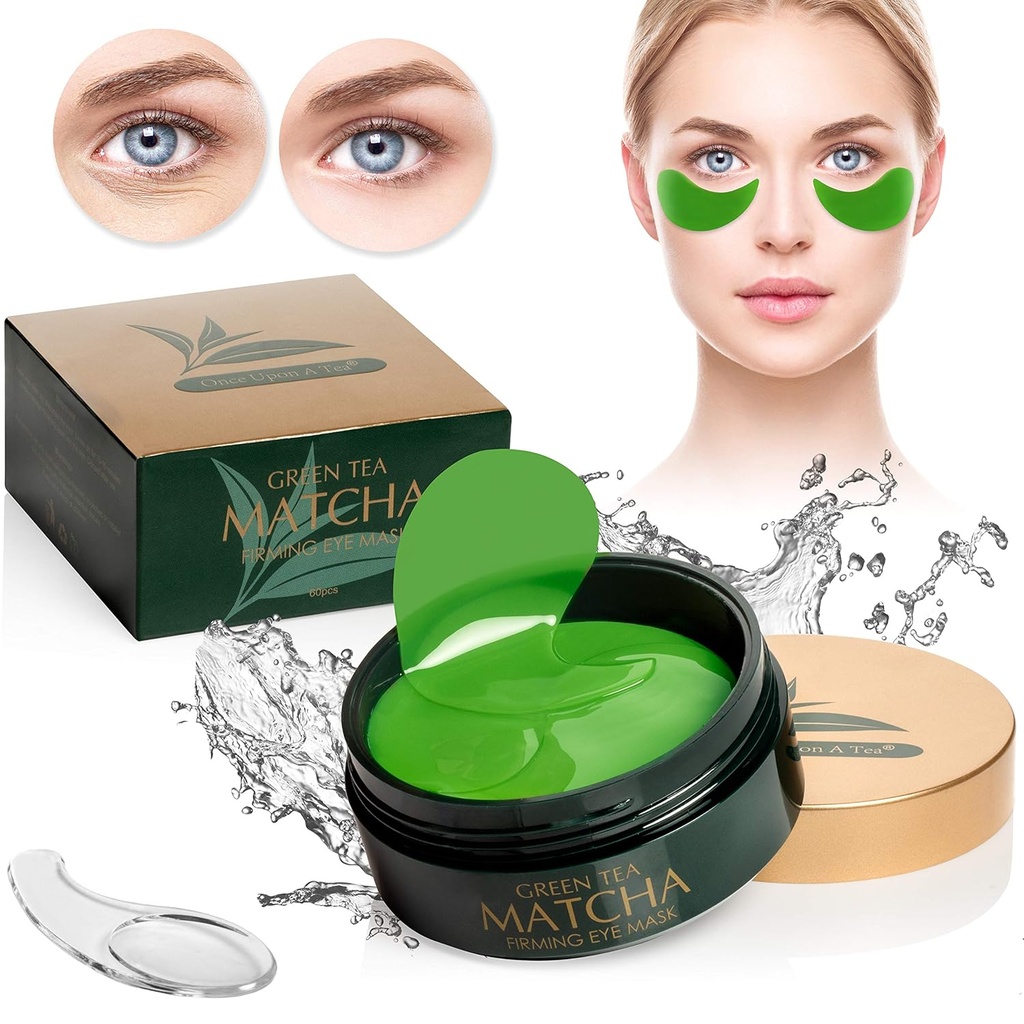 Roheline tee Matcha Firming Eye Mask, 30 paari kollageeni plaastrid peente joonte, kortsude, silmaaluste kottide ja pundunud silmade raviks, näogeelpadjad, mis vähendavad vananemise märke