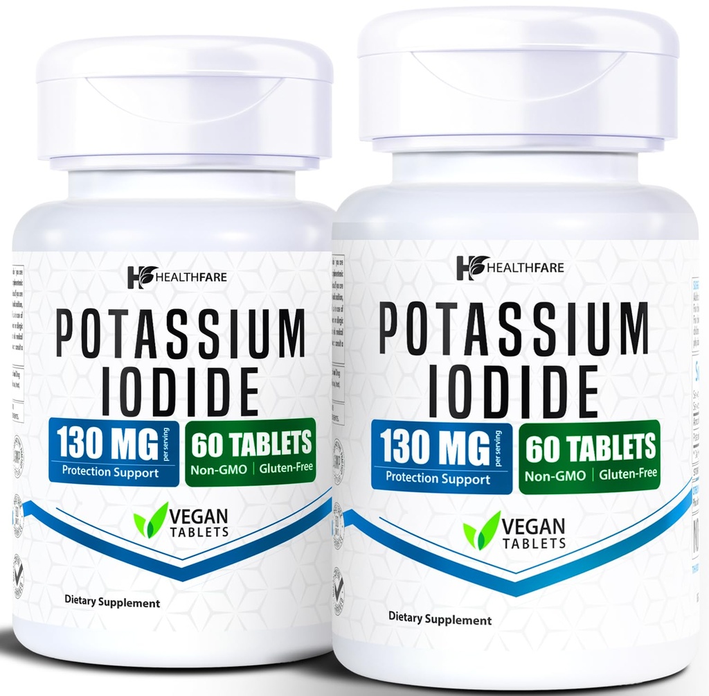 HealthFare kaaliumjodiidi tabletid | 130 mg | 120 kiirlahustuvat tabletti (2 pakendit) | Ki tabletid | Pikk säilivusaeg | Mitte- GMO
