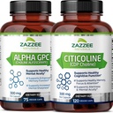 Zazzee Citicoline CDP koliinkapslid ja Alpha GPC koliinkapslid