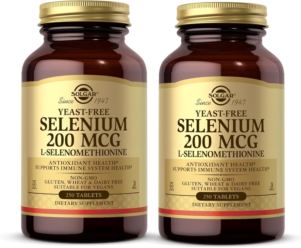 Solgar Pärmivaba Selenium 200 mcg - 250 tabletti, pakend 2 - toetab antioksüdante ja immuunsüsteemi tervist - mitte-GMO, vegan, gluteenivaba, piimavaba, Kosher - 500 kokku