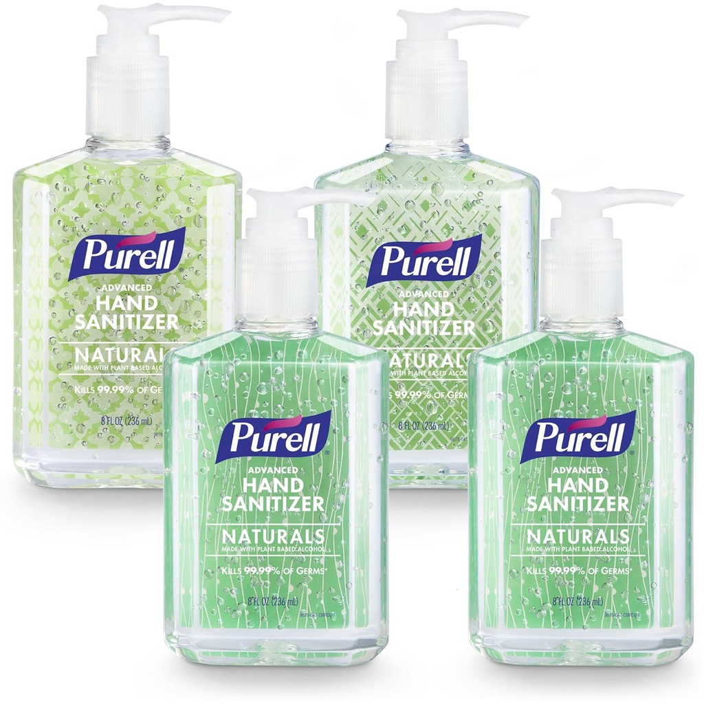 PURELL Advanced Hand Sanitizer Naturals koos taimse alkoholiga, tsitruseline lõhn, 8 fl oz Pump Pudel (4. pakk) - 9626-06-ECDECO