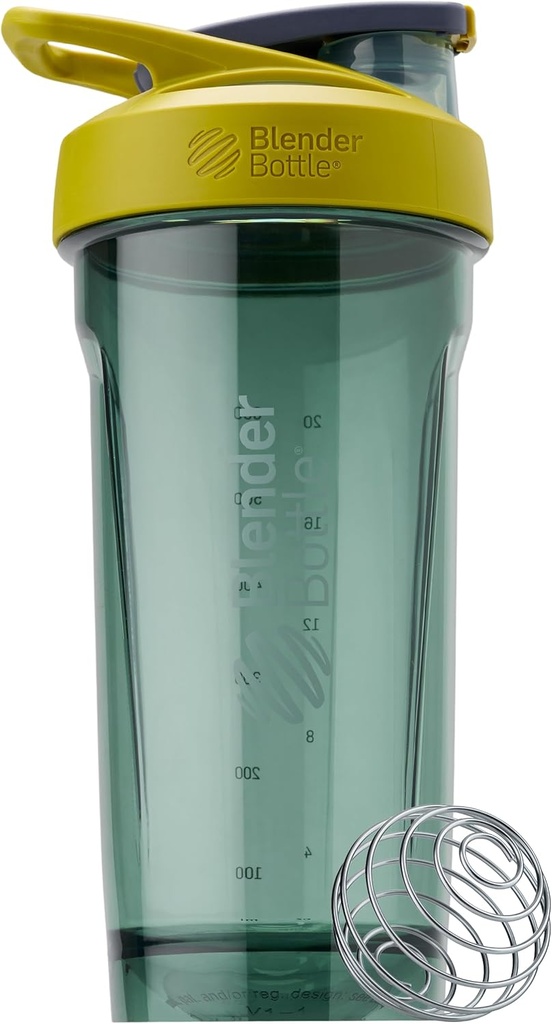 BlenderBottle Sport Shaker Bottle koos traadiga Whisk, 28-kordne, kollane - proteiini raputamine ja hüdratsioon sportlastele ja fitness entusiastidele, lihtne segamine, vastupidav ja kerge, lukustatav lid
