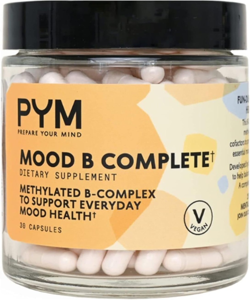 Vitamin B Complex Mood Support Supplement by PYM (30 Count) | Methylated B Complex for Everyday Mood & Energy Support | Non-GMO, Vegan, Gluten-Free