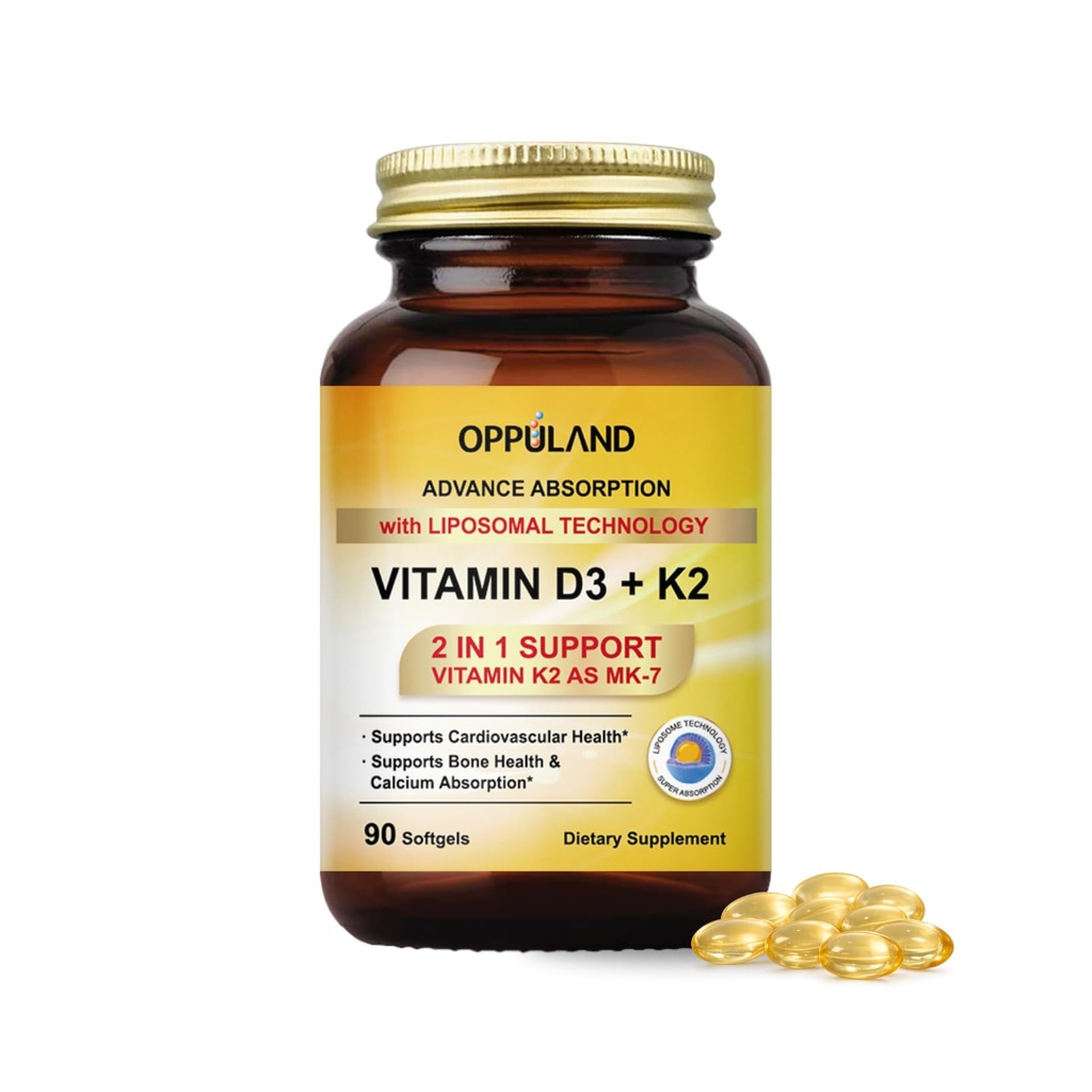Vitamiin D3 + K2 5000 RÜ - Liposomaalne tehnoloogia täiustatud imendumiseks - MK-7 vitamiin K2 100mcg - toetab luu ja kaltsiumi ainevahetust - D3K2 täiendus meestele ja naistele - 90 Softgels