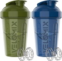 VELOMIX - 2 Pack- 20 oz Proteiin Shaker pudelid valgusegude jaoks - 2x Wire Whisk | Leak Proof Shaker Cups valgukokteilide ja eeltreeningu jaoks | Proteiin Shaker pudelipakk (roheline/sinine)