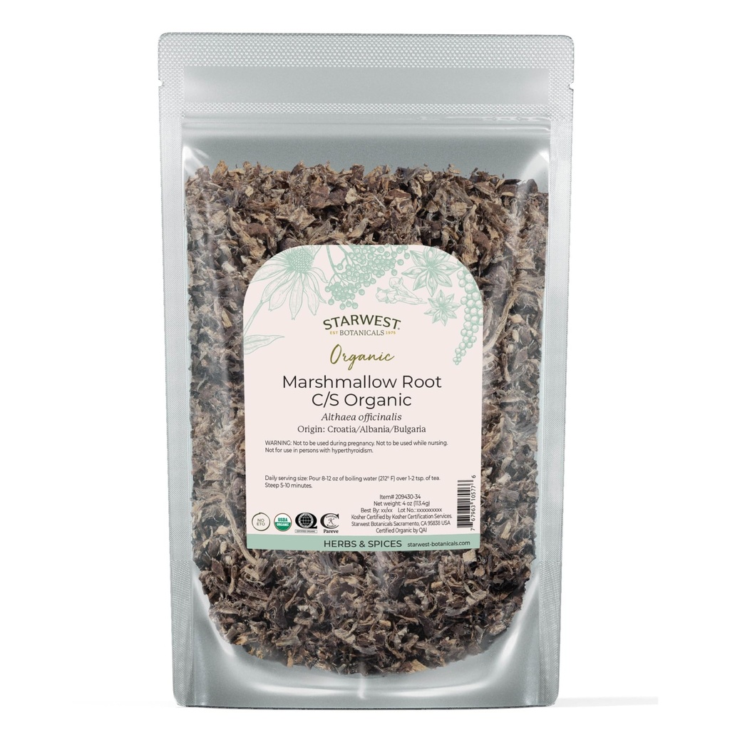 Starwest Botanicals Organic Vahukommi Juur - Kuivatatud Herb Tee, Loose Leaf Juur Herb, Lõigatud & Sifted, Certified Kosher, Non-GMO - 4 oz Pouch