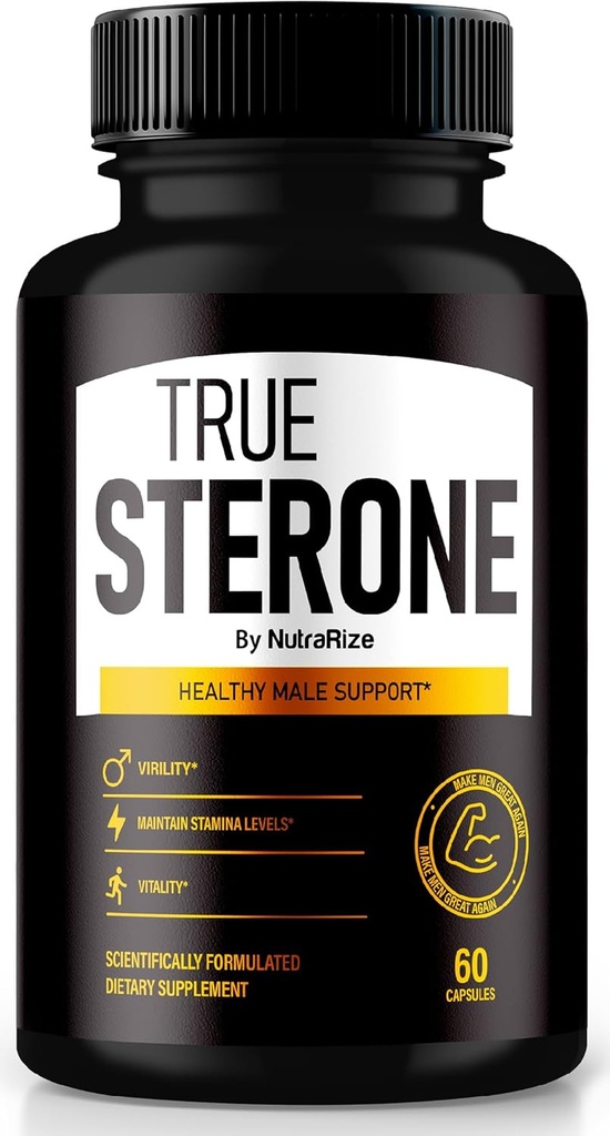 NutraRize True Sterone for Men – looduslik igapäevane valem, mis toetab energiat, enesekindlust ja tasakaalustatud tervist. Tunne oma parimat ainult 2 kergesti neelatavaid tablette päevas (60 kapslit)