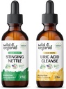 Wild & Organic Stinginging Nettle Juur Tinktuur 2 fl oz & Uric Acid Cleanse Tinktuur 2 fl oz