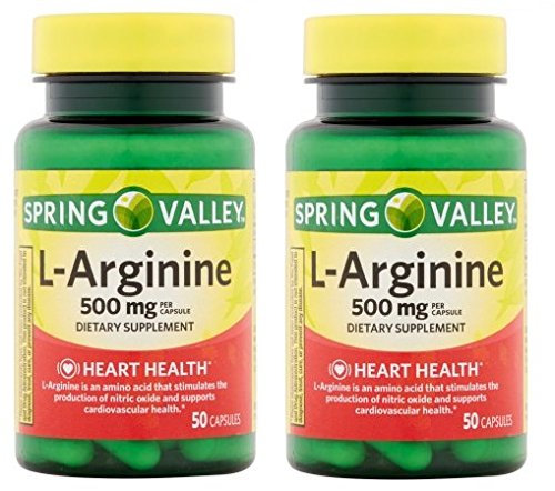 Spring Valley: 100 kapslit 500 Mg Ea. L-arginiin (pakk 2)