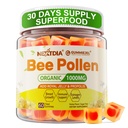 Bee Pollen Organic 1000mg, w / Propolis, Royal Jelly, Sugar Free Bee Pollen Gummies rikas B-vitamiini, antioksüdandid, Aminohapped, Bee õietolmu täiendus energia, naha ja immuunsüsteemi (1 Pack)