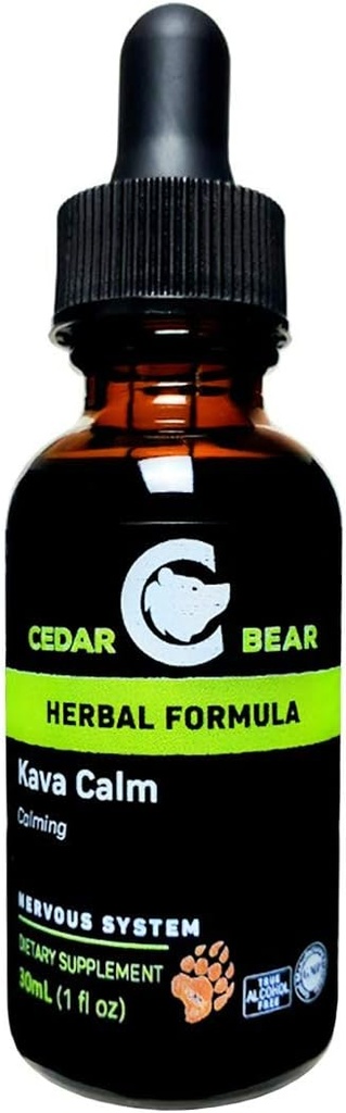 Cedar Bear Kava Calm vedelad taimsed toidulisandid, mis toetavad kesknärvi- ja seedesüsteeme 1 FL Oz