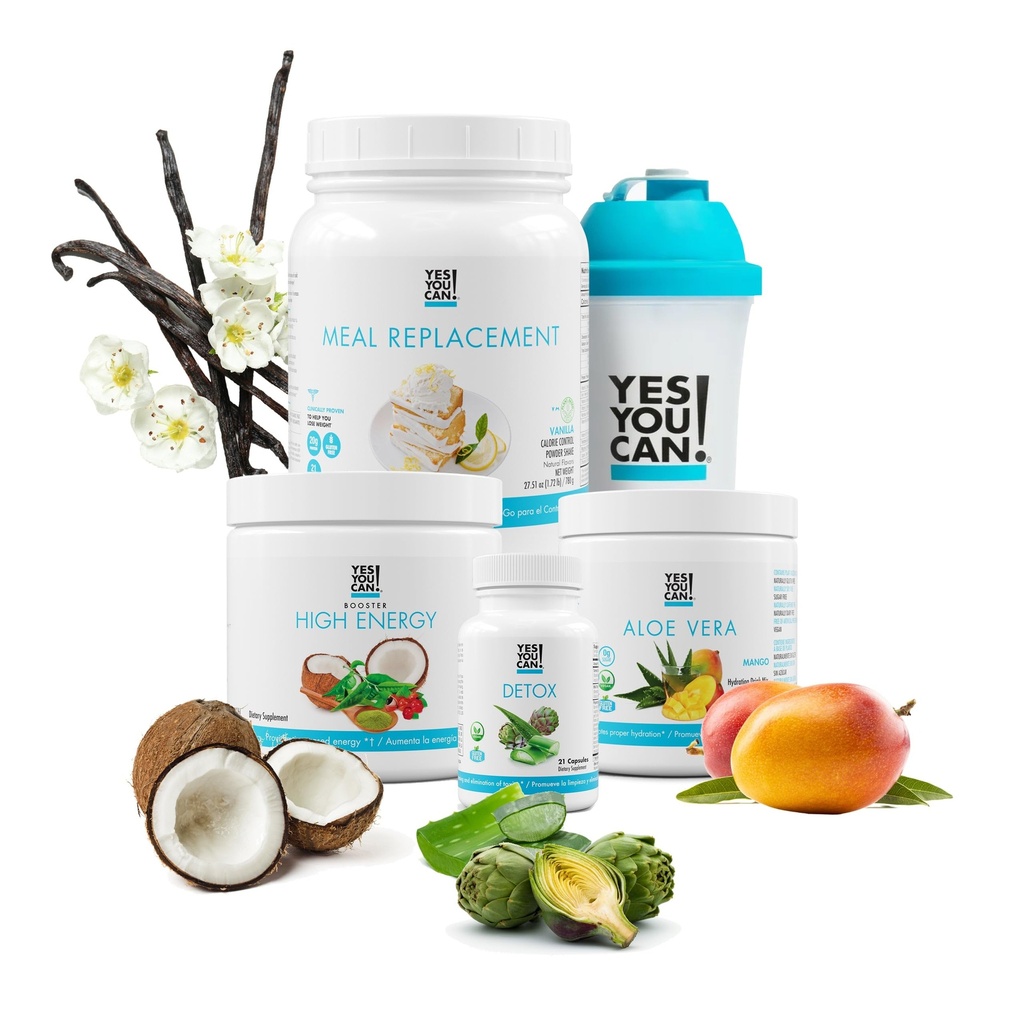 Jah, saate! Detox Plus Kit (toidukorra asendamine Vanilla, Aloe Vera Mango) - Täielik toidu asendaja pulber, kõrge energia raputamise võimendaja, Aloe Vera Detox täiendus, tervise ümberkujundamine