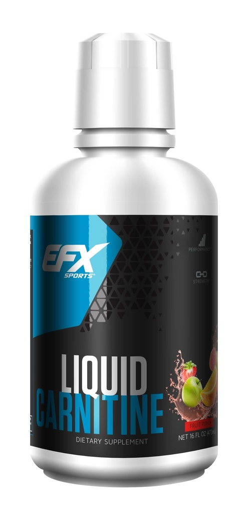 EFX Sports L-karnitiin Vedel 1500mg, parandada jõudlust ja tugevust, vitamiin B5 (31 Servings, Fruit Punch)