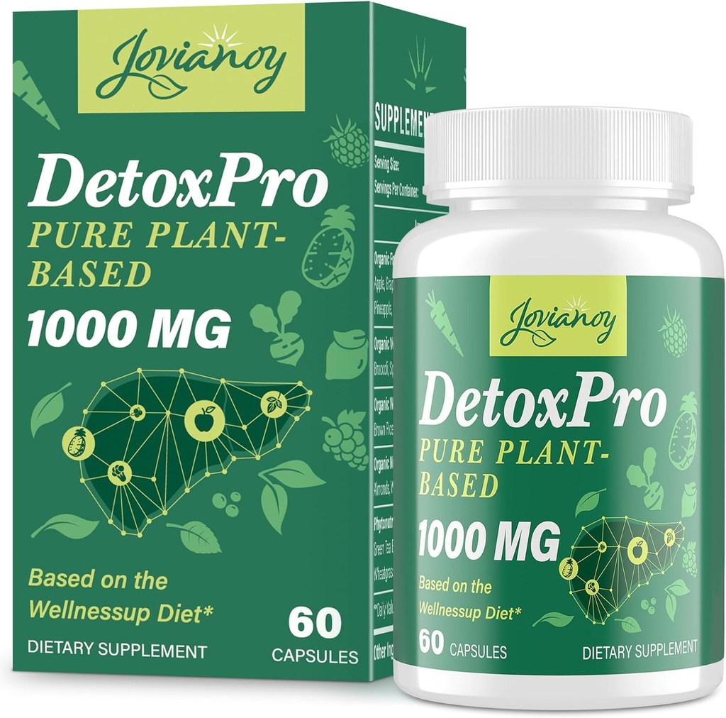 1000 MG Gentle Detox Cleanse, High-Potent, Gut Cleanse & Detox Kapslid naistele ja meestele, Natural Detoxification, Colon, Maks, Antioksüdant ja seedetrakti tugi, 60 kapslit