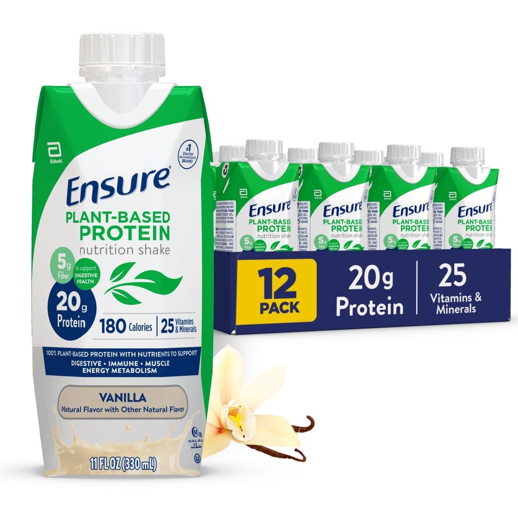 Taimepõhine veganvalk Vanilla Toitumine Shake I Gluteenivaba I Piimavaba I Sojavaba Pudel Vedel Shake I 12 Pack