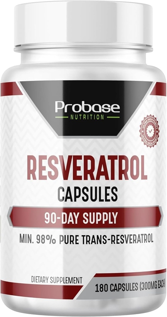Kõrge tugevusega resveratrooli kapslid üle 98 protsendi trans-resveratrooli antioksüdant ja tervislik vananemine 90 päeva varu 180 kapslit