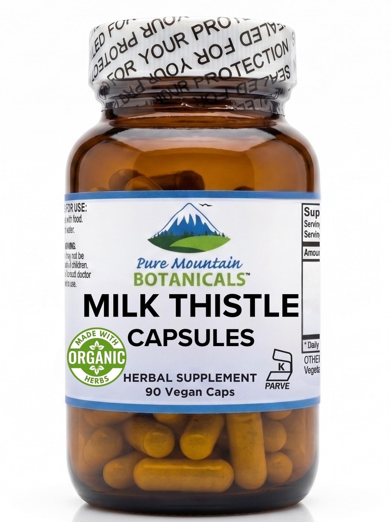 Pure Mountain Botanicals Piimohaka kapslid - 90 Kosher Vegan kapslid orgaanilise piimaohakad ja Potent Silymarin ekstrakt