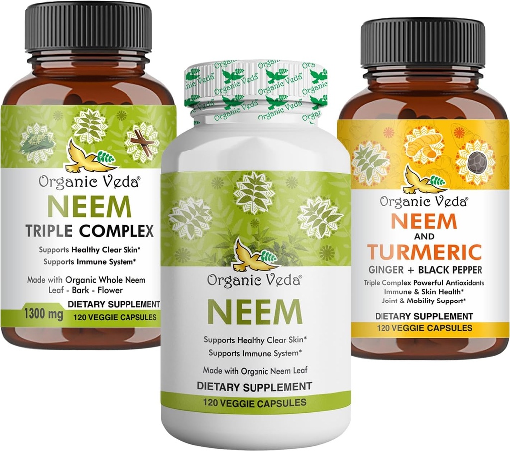 Premium Neem & Turmeric Supplement Bundle - 2-in-1 kapsli valem naha tervise, immuunsuse ja puhastuse toetuseks