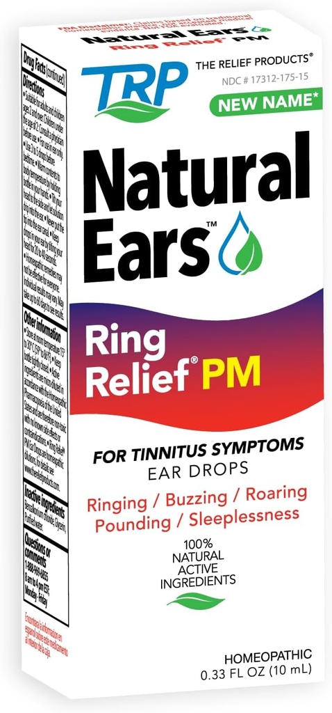 Relief Products Ring Relief Ear Drops PM - 100% Natural Active Ingedients - Ringing Ears ja Tinnitus Sümptomid - Öine valem - 0,33 fl oz
