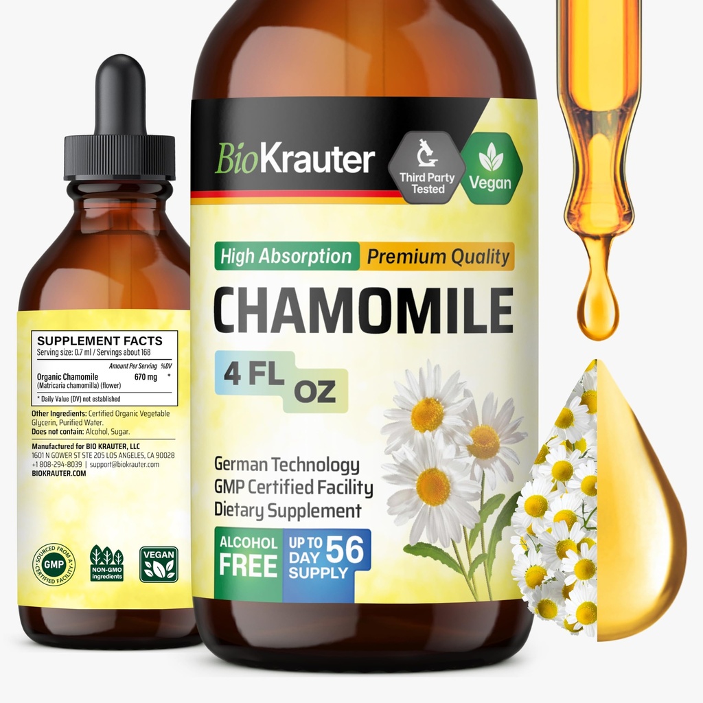 BIO KRAUTER Kummeli tinktuur - Kummeliekstrakt - Lõõgastuse ja rahulikkuse toetamise täiendus - Alkohol ja suhkur - Vegan tilgad 4 Fl.Oz.