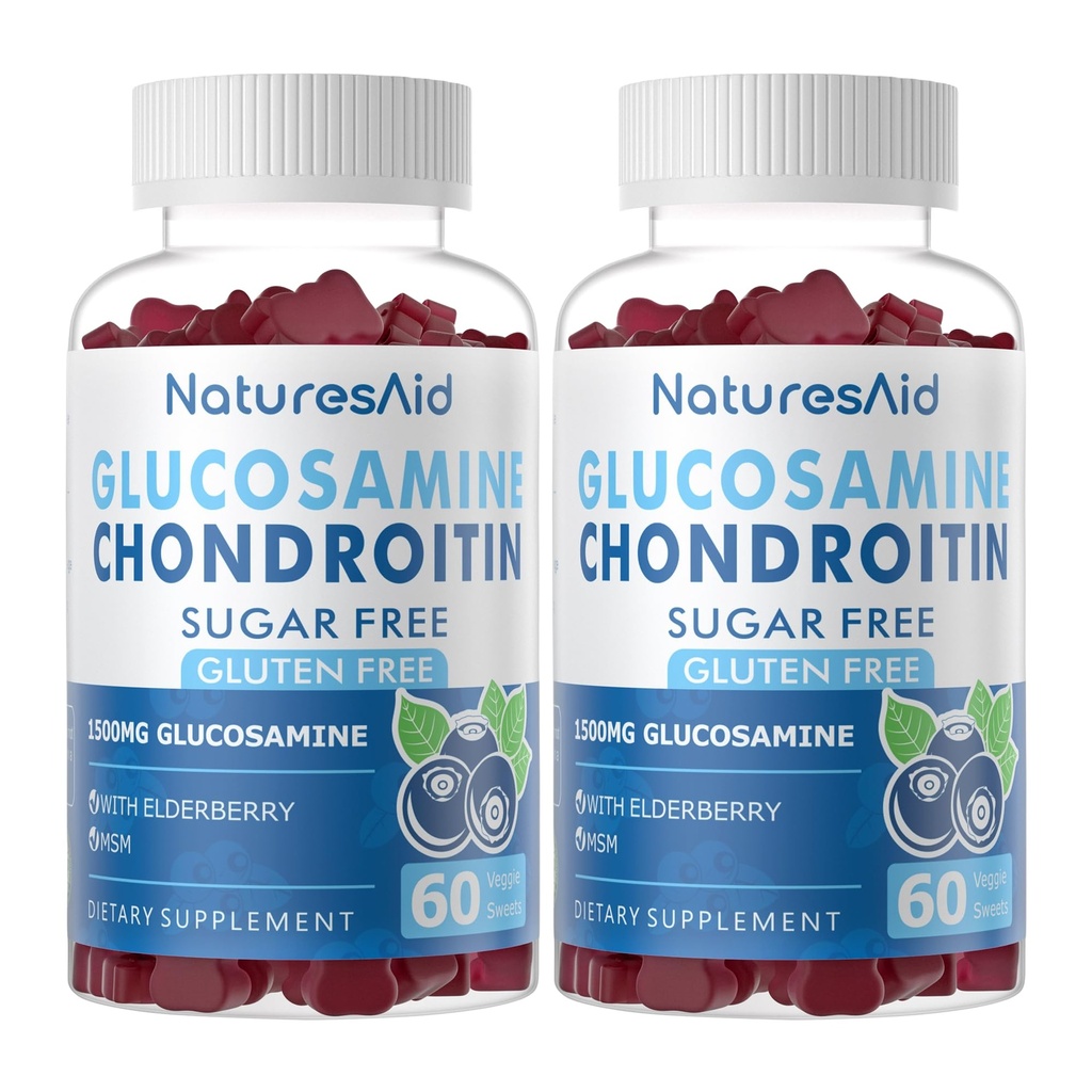 Glükoosamiin Chondroitin Gummies koos MSM & Elderberry Extra Tugevus - ühine tugi, antioksüdant immuunsüsteemi tugi täiendus täiskasvanutele, meestele ja naistele.(2 Pack)