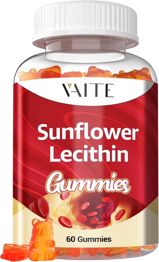 Päevalille letsitiin Gummies 800mg - vegan, GMO-vaba, sojavaba ja gluteenivaba - toetab igapäevast toitumist, kergesti seeditavaid närimisaineid täiskasvanutele, laktatsioonilisandit, looduslikku heaolu toetust - 60 Vegan Gummy