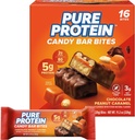 Puhas valk Candy Bar Bites, šokolaad Maapähkli karamelli, 5 g valku, gluteenivaba, madal suhkur, 0,70 oz, 16 pakendit (pakendamine võib varieeruda)