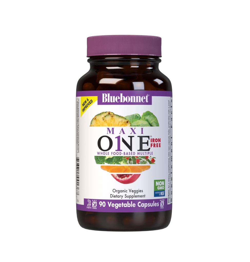 Bluebonnet Nutrition Maxi One (rauavaba), täistoit, ensüümid, energia, elulisus, gluteen, soja ja roheline tasuta, Kosher, taimetoitlane sõbralik, mitte-GMO, 90 krahv