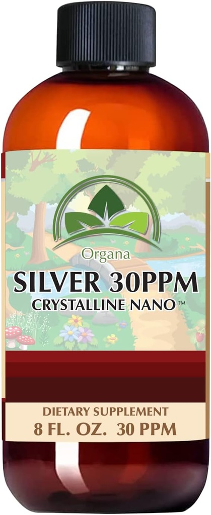 Organa Crystalline Nano Kolloidhõbe - Ultra Pure Silver Vedelik immuunsuse toetamiseks - Ultimate Supplement Solution - Plata Coloidal - 8 Ounces - 30 PPM