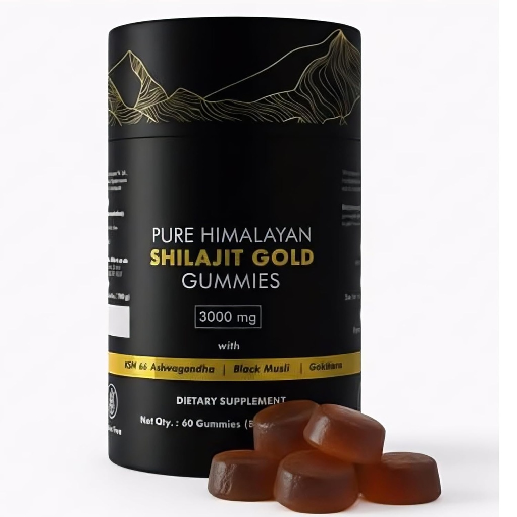 Pure Himalayan Shilajit Gummies Gold Grade | ashwagandha & Fulvic Acid | Sugar-free Energy, Stamina & Immune Support for Men & Women | 85+ Trace Minerals | Non-GMO & 100% Natural | 60 Count