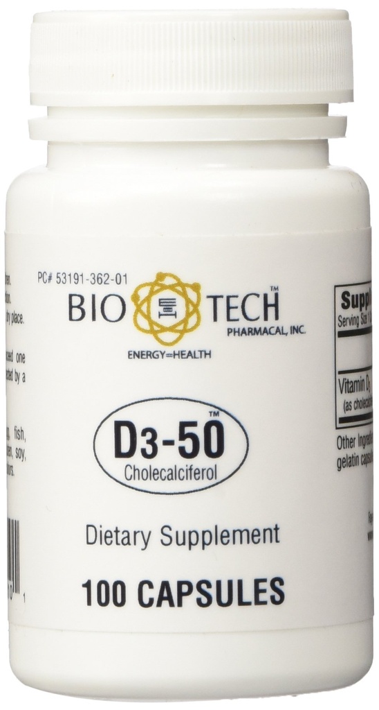 BioTech Pharmacal - D3-50 (50 000 RÜ) - 100 kapslit (FFP)