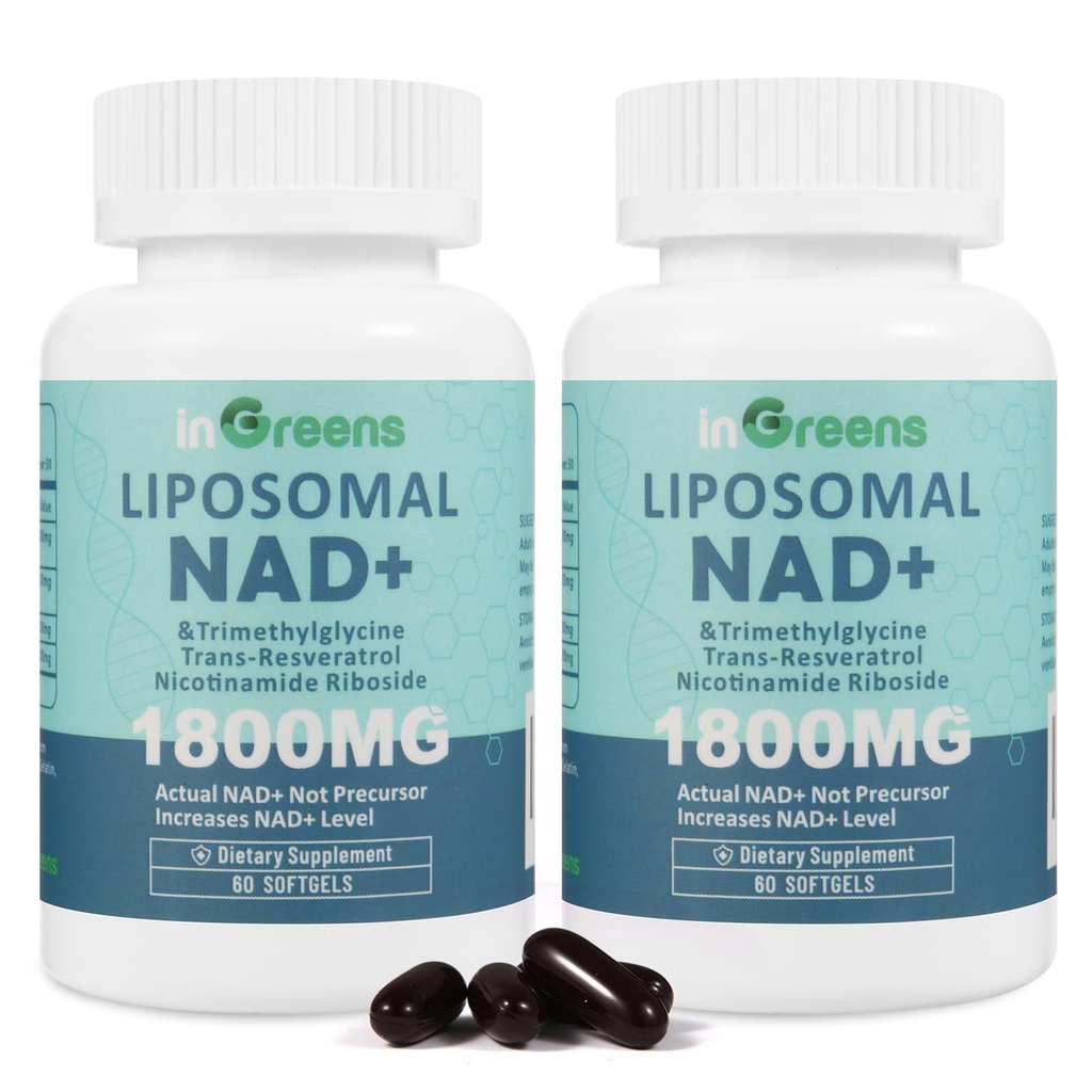 Liposomal NAD+ Täiendus 1800 mg koos nikotiinamiid-ribosiidiga , trans- resveratrooliga , trimetüülglütsiiniga , asendades NMN , Boost NAD + , vananemine kaitse , Cellular Energy , 120 Softgels
