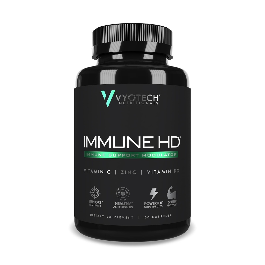 Vyotech Nutritionals Immune HD Support Supplement | Elderberry, Echinacea, C-vitamiin, D3, Tsink, Kurkum ja Superfruit Antioksüdandid | Immune Health & Wellness Formula | 60 kapslit