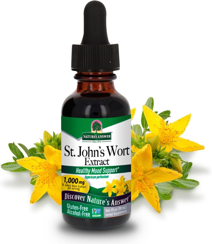 Looduse vastus Naistepuna alkoholivaba vedelik ekstrakt (Hypericum Perforatum) | Tervislik meeleolu toetus | Mitte-GMO, Kosher & Gluteenivaba 1oz
