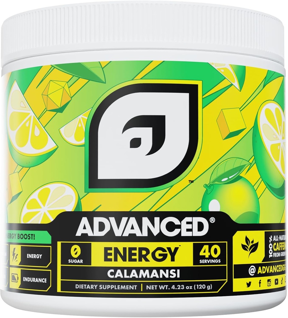 Advanced Energy - Energy Boosting valem elektrolüütidega hüdreerimiseks - L-Theanine, et võidelda Jitters - Sugar Free & Keto Friendly - No Maltodekstrin (40 Servings) (Calamansi)
