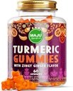 Maju Superfoods Kurkumiin Gummies 60ct, Zingy Ingveri maitse, Black Pepper Extract täiustatud imendumise ja potentsi, Kurkum Kummid täiskasvanutele ja lastele