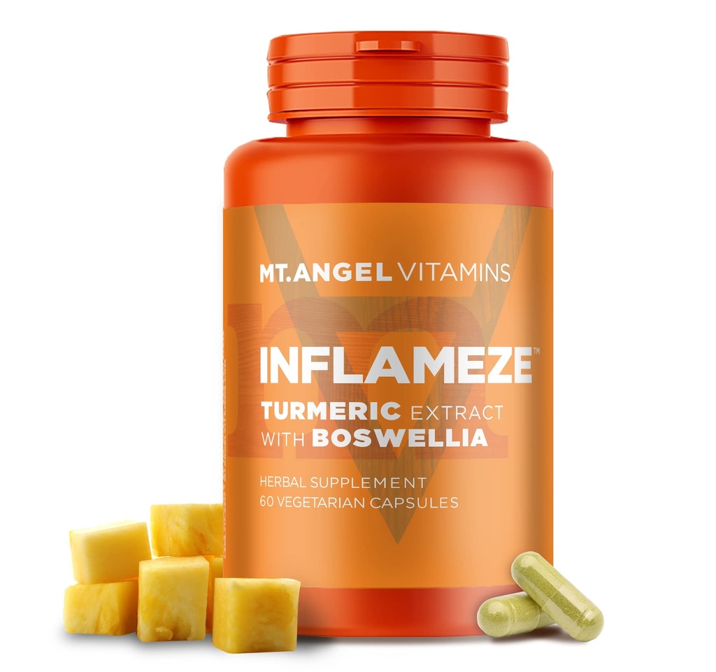 Mt. Angel Vitamiinid - InFlamEze, Boswellia, kurkumiin, kvertsetiin, bromelain (60 taimekapslit)