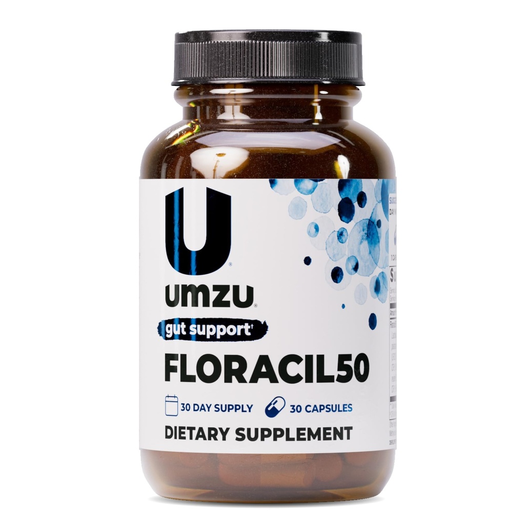 UMZU Floracil50 Prebiootikumid ja probiootikumid naistele + meestele, 50 miljardit CFU seedimiseks, soolestiku terviseks, Acidophilus, Rhamnousus, immuunsus, energia (30 kapslit)
