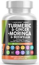 Puhas Nutraceuticals Turmeric Moringa Supplement | Ginger Boswellia Saffron - Supplement for Women and Men with Ceylon Cinnamon, Tart Cherry, Quercetin Garlic Nettle Holy Basil - 1Pack