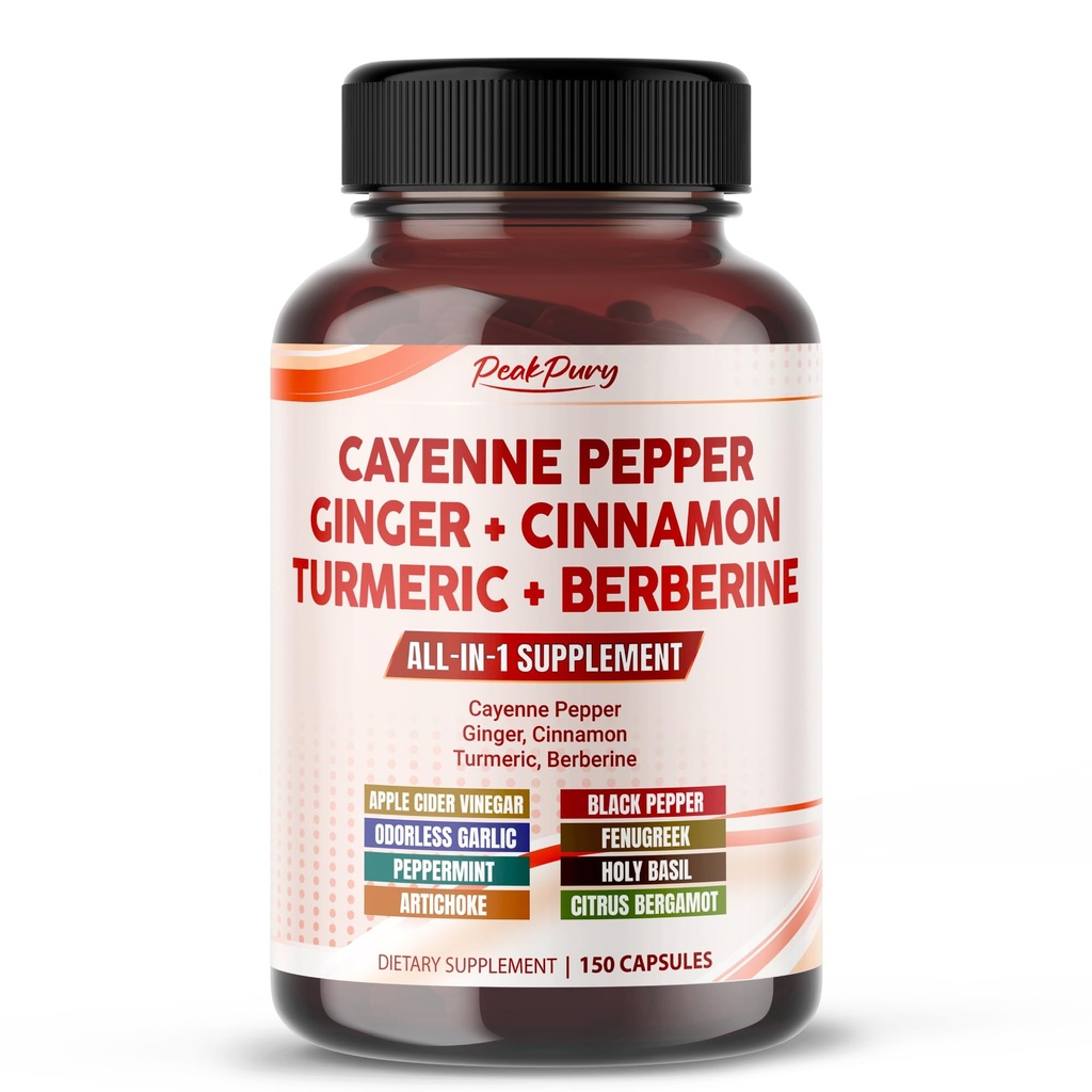 Cayenne Pepper Ginger Kurmeric Berberine - Seedimine, Soolestiku Heath Support - Made USA