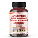 Cayenne Pepper Ginger Kurmeric Berberine - Seedimine, Soolestiku Heath Support - Made USA