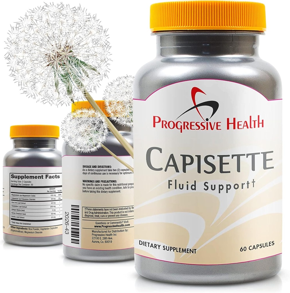 Capisette vee säilitamise toetus - vähendab jalgade, pahkluude ja jalgade turset - vähendab turse ja vedeliku säilitamist tursest. Sisaldab: Kaalium, Dandelion Juur, & More- Dietary Supplement (60 kapslit)