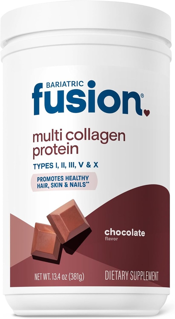 Bariatric Fusion Chocolate Multi kollageenvalgu pulber | Hüdrolüüsitud kollageenpeptiidid Pulber Plus MSM ja glükoosamiini ühine tugikompleks | Tüüp 2 | Piima-, Gluteeni- ja Sojavaba | 30 Servingut
